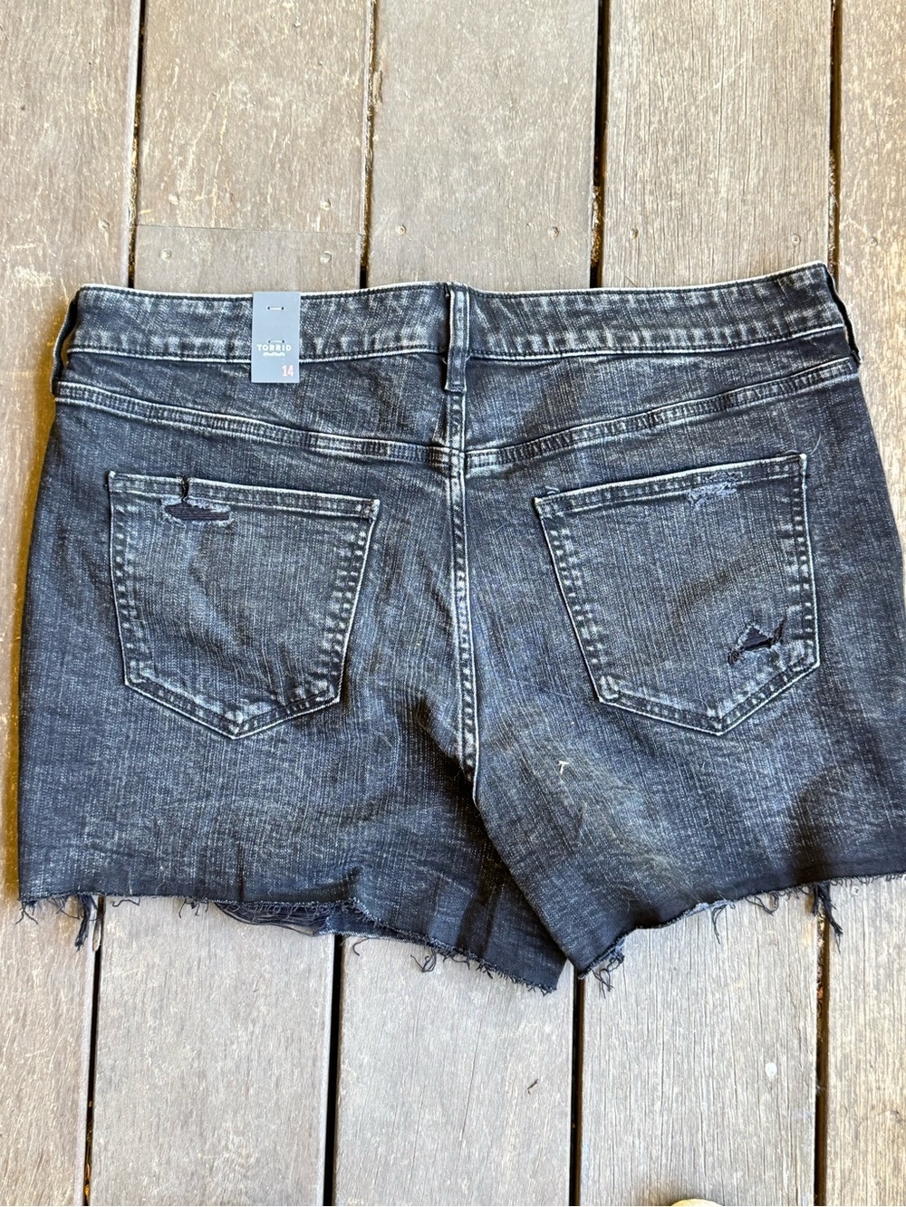 torrid Black Distressed High-Rise Jean Shorts - Picture 3 of 3